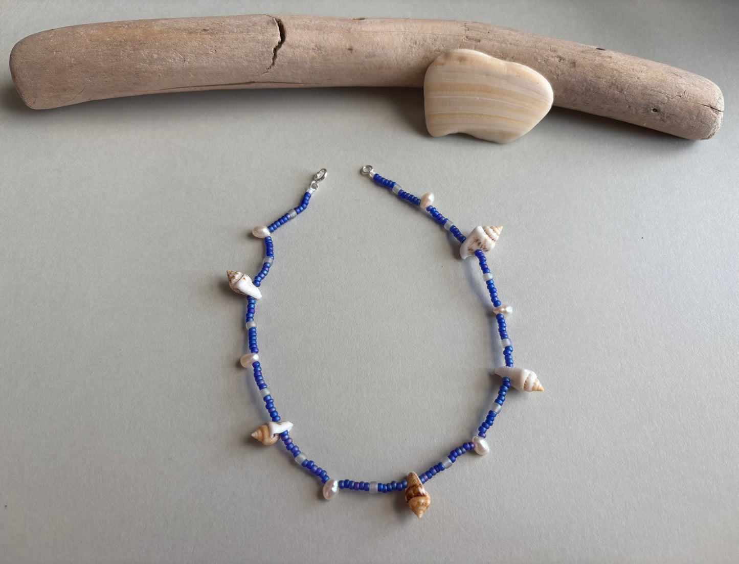 anklet - shells & pearls (longer)