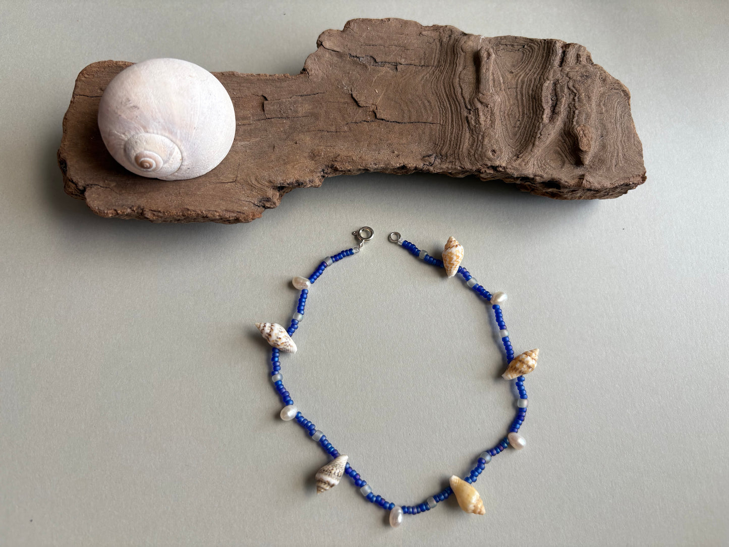 anklet - shells & pearls (shorter)