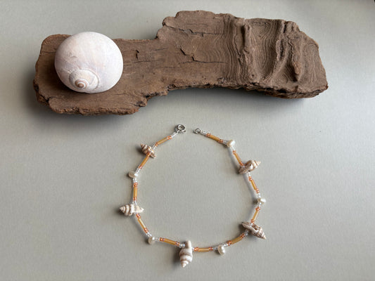 anklet - shells & pearls (shorter)