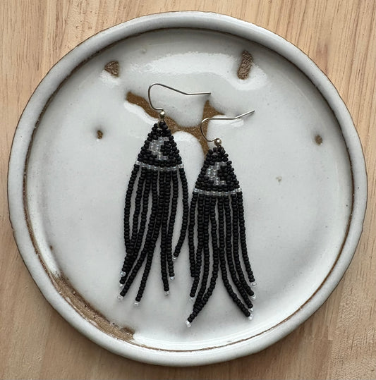 moon earrings - matte black & iridescent
