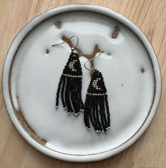 moon earrings - matte black & shiny silver